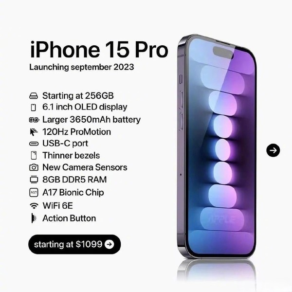 苹果iPhone 15全系机型配置和价格遭曝光 标配灵动岛！